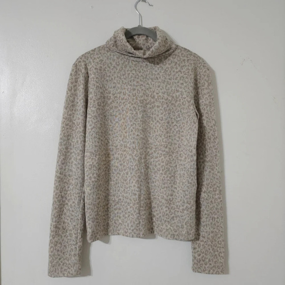 ZARA Nwt Soft Touch Animal Print Long Sleeve Turtleneck, Taupe, Light Brown, S - Picture 2 of 13